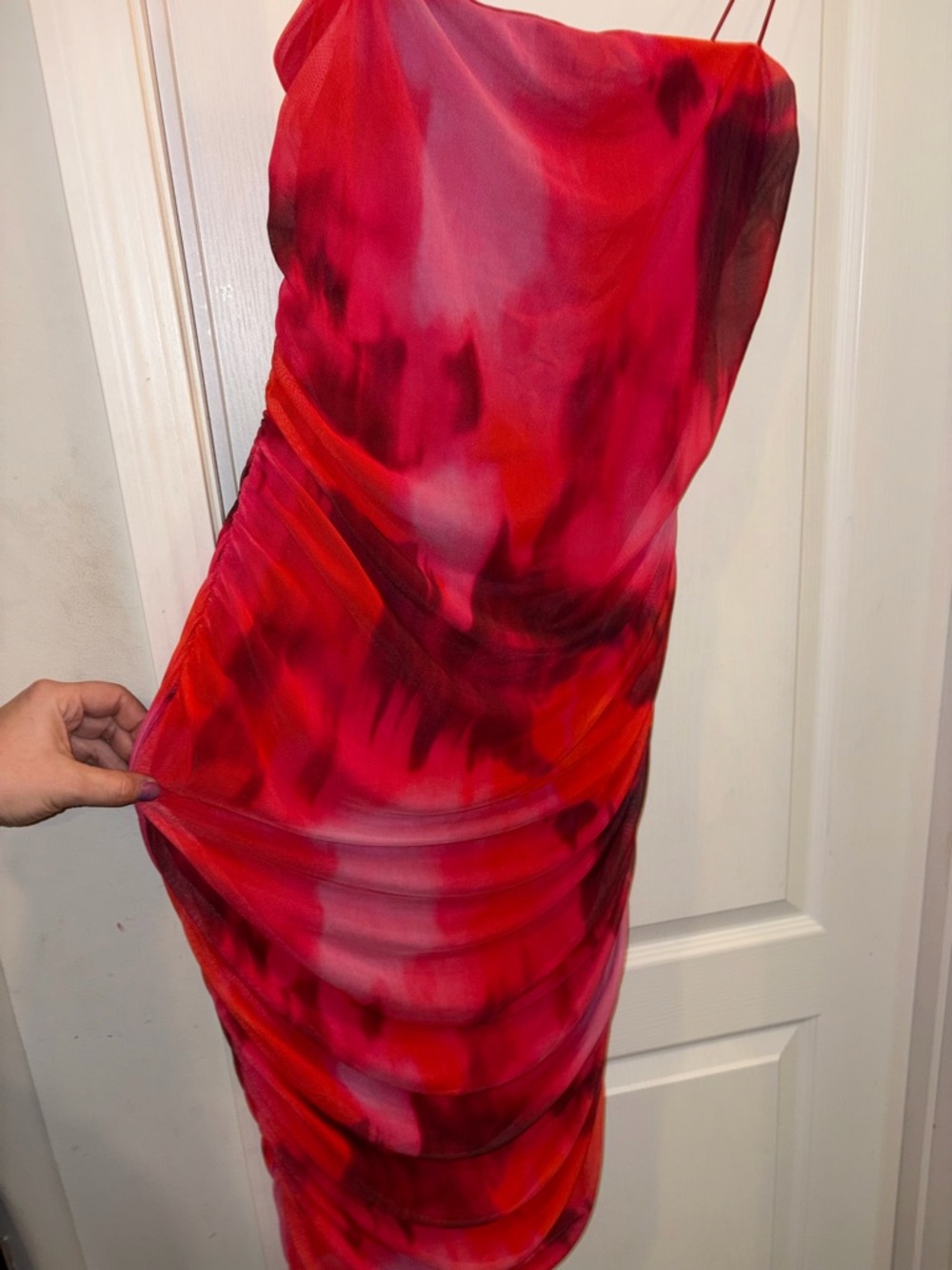 MADRAG Red & Pink Watercolor Slip Dress
